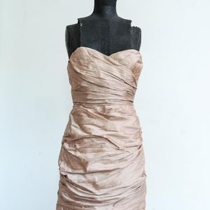 Watters silk Peony dress in Champagne